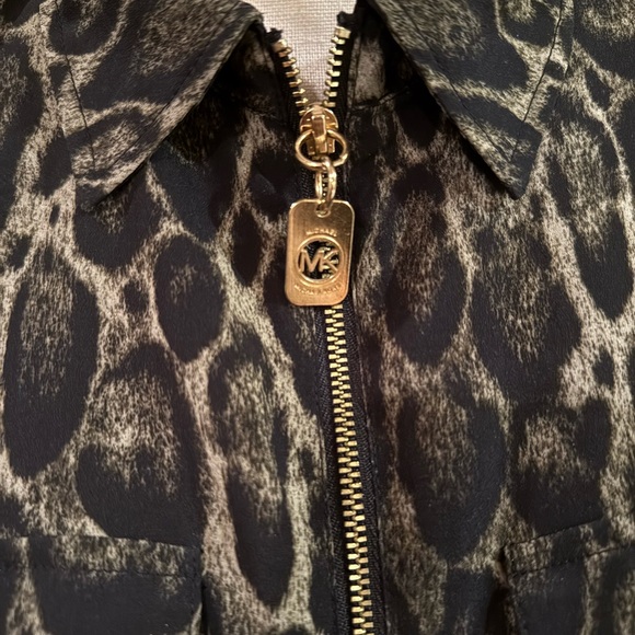 Like New Michael Kors Animal Print Full Zip Shirt - Picture 3 of 5